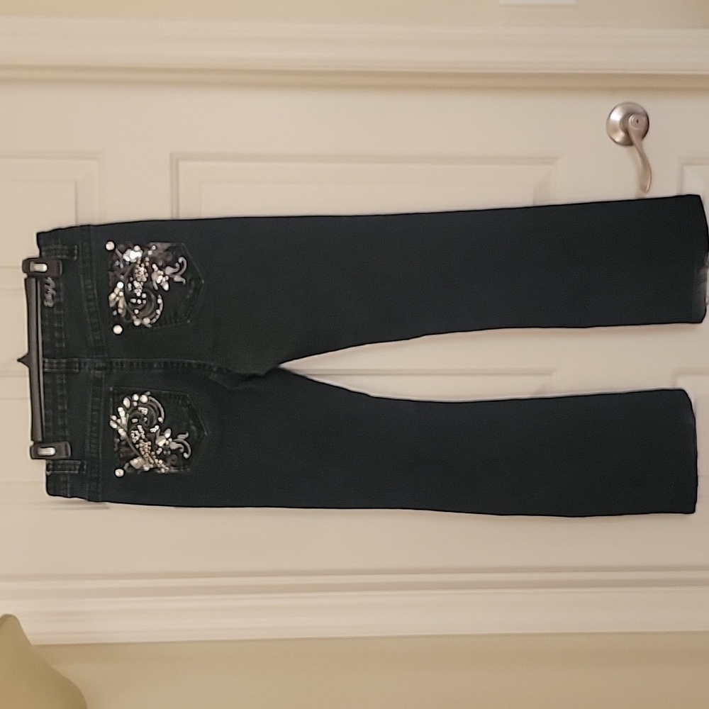 Ethyl Size 10 Classic Dark Blue Jeans w/ Embroidered & Beaded Pockets, GUC - Picture 12 of 14